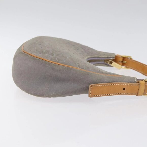 CELINE C Macadam Canvas Hand Bag Suede Leather Purple Gold - Picture 3 of 15